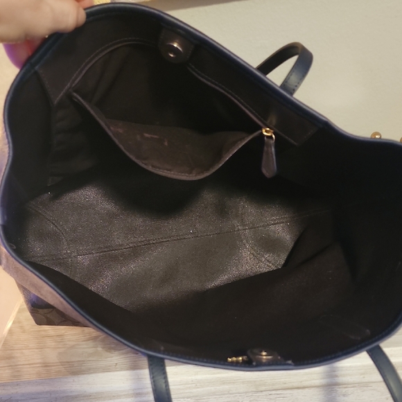 Coach Brown and Purple Floral Tote Bag W/Wallet - Picture 4 of 8